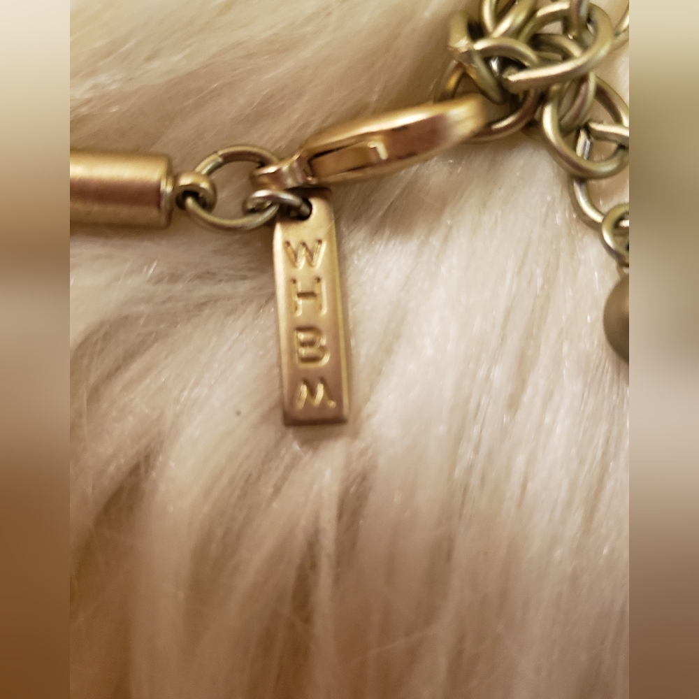 White House Black Market Gold Fan Statement 20" Chain Necklace Fringe Boho - Picture 3 of 5